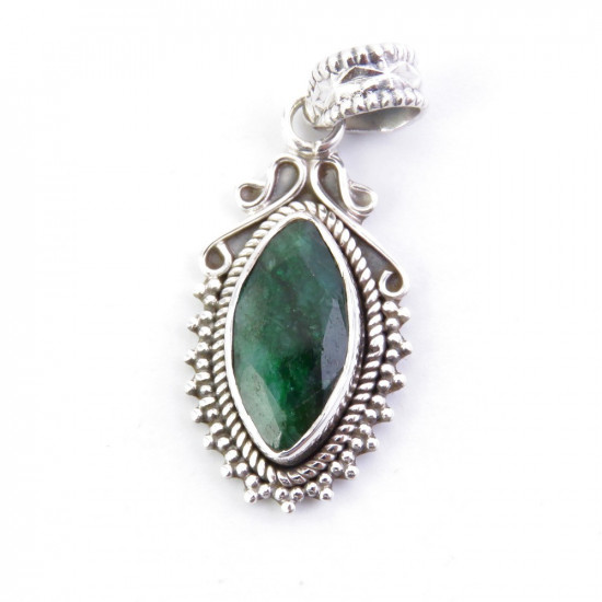 Emerald - silver pendant